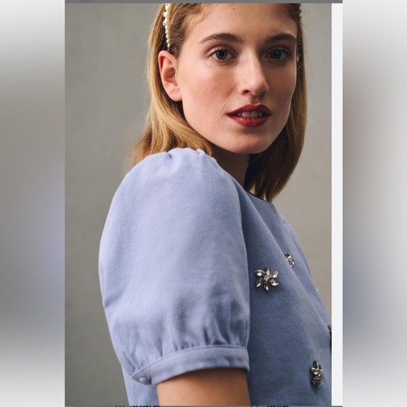 NWT En Saison Bijou Crop Top Blue Size medium - Picture 2 of 13